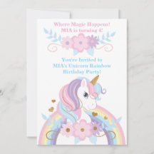 Einhorn Regenbogen Geburtstagseinladung Mädchen Ed