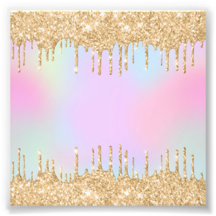 Einhorn Regenbogen Hell Golden Tröpfelnd Pastell Fotodruck