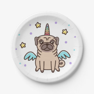 Einhorn-Regenbogen-Hund Pappteller