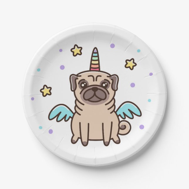Einhorn-Regenbogen-Hund Pappteller (Vorderseite)