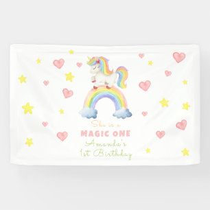 Einhorn Regenbogen Magie Eins Erster Geburtstag Banner