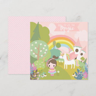 Einhorn Regenbogen mit Girl and Fantasy Castle