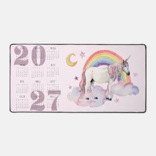 Einhorn Regenbogen Mond Sterne Jahreskalender 2027 Schreibtischunterlage