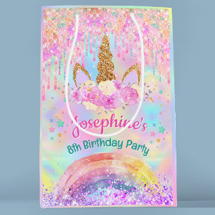 Einhorn Regenbogen pink tropft Geburtstag  Mittlere Geschenktüte