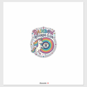 Einhorn Regenbogen Schallplatten Club Weiße Hinter Aufkleber