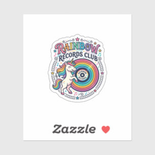 Einhorn Regenbogen Schallplatten Club Weiße Hinter Aufkleber