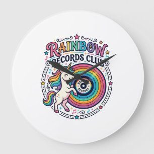 Einhorn Regenbogen Schallplatten Club Weiße Hinter Große Wanduhr