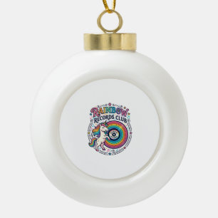 Einhorn Regenbogen Schallplatten Club Weiße Hinter Keramik Kugel-Ornament