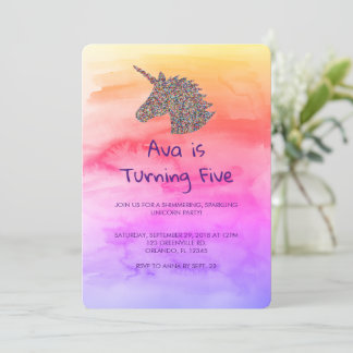 Einhorn-Regenbogen-Sprinklen Einladung zum Geburts