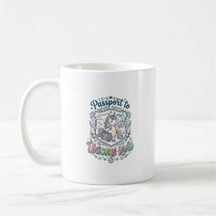 Einhorn-Reisepass ins Einhorn-Land Weißer Hintergr Kaffeetasse