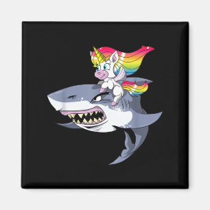 Einhorn-Reit-Shark-Shirt-Geschenk Mädchen Frauen L Magnet