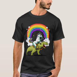 Einhorn reitet T-Rex Dinosaurier T-Shirt