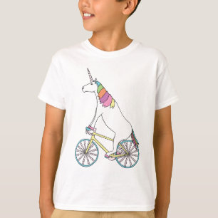 Einhorn-Reitfahrrad mit Einhorn-Horn Spoked Räder T-Shirt
