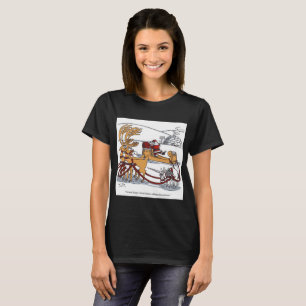 Einhorn-Rentier-Frauen Schwarz T-Shirt
