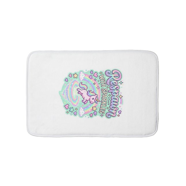 Einhorn-Respawn mit Glitzer Premium-Vector-Aufkleb Badematte (Vorderseite)