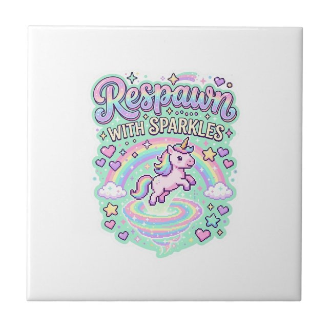 Einhorn-Respawn mit Glitzer Premium-Vector-Stick Fliese (Vorderseite)