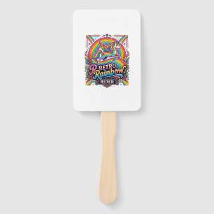 Einhorn Retro Regenbogen Reiter Fächer