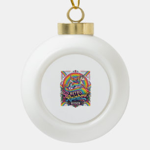 Einhorn Retro Regenbogen Reiter Keramik Kugel-Ornament