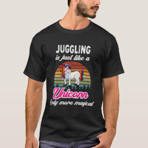 Einhorn-Retro-Sonnenuntergang jonglieren T-Shirt