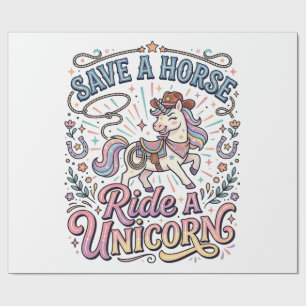Einhorn rette ein Pferd Reite ein Einhorn Druckfer Geschenkpapier