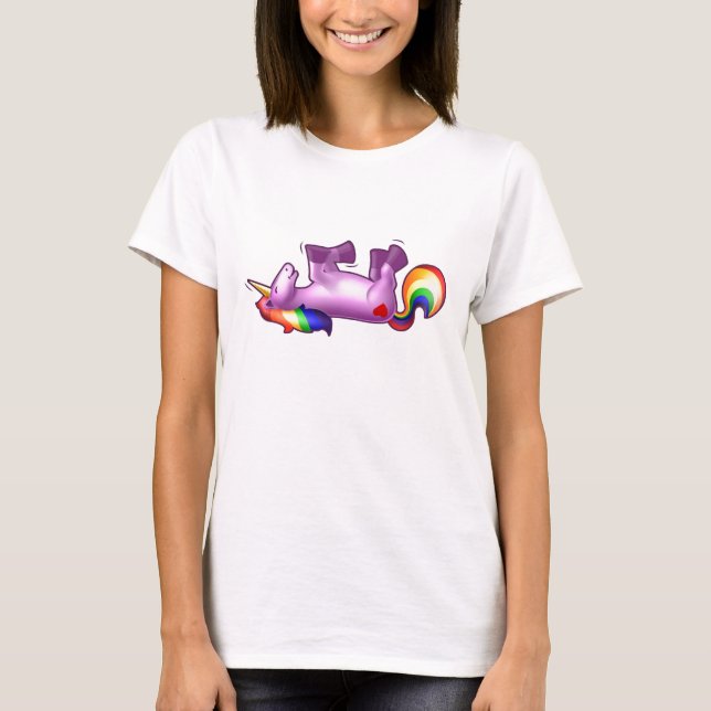 Einhorn-Rollen auf dem Boden-Lachen T-Shirt (Vorderseite)