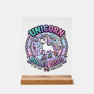 Einhorn Roller Disco POD Fertige Marktplatz-Grafik Acrylschild