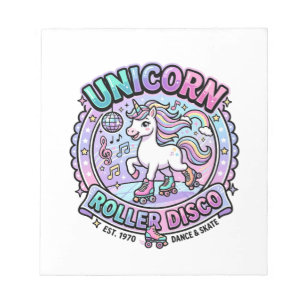 Einhorn Roller Disco POD Fertige Marktplatz-Grafik Notizblock