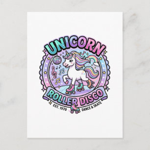 Einhorn Roller Disco POD Fertige Marktplatz-Grafik Postkarte