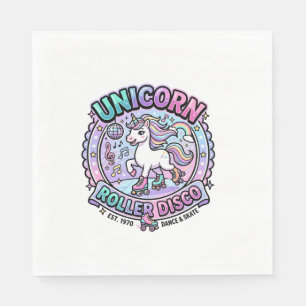 Einhorn Roller Disco POD Fertige Marktplatz-Grafik Serviette
