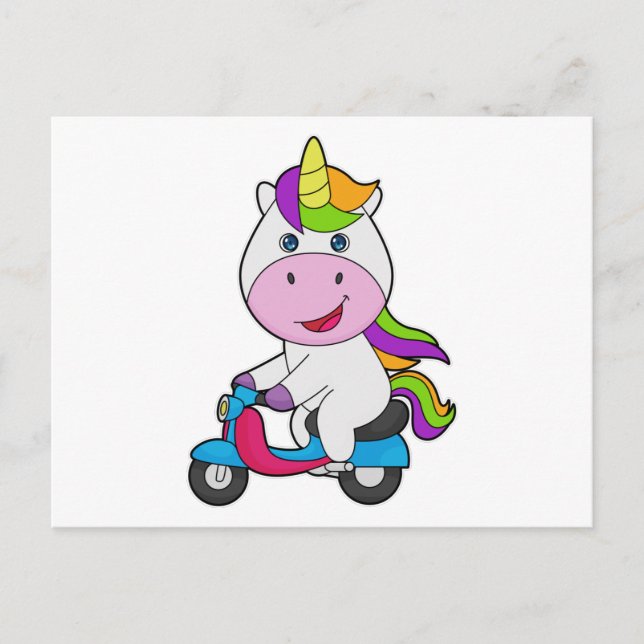 Einhorn Roller Postkarte (Vorderseite)