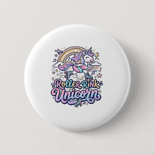 Einhorn-Roller-Rink-Einhorn Premium-Vector-Aufkleb Button
