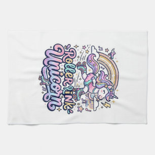 Einhorn-Roller-Rink-Einhorn Premium-Vector-Aufkleb Geschirrtuch