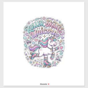 Einhorn-Rollschuhe Einhorn-Retro-Stil Grafik Aufkleber