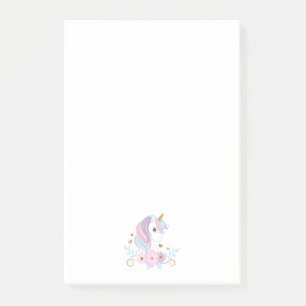 Einhorn Rosa Blau Gold, Mädchenhaft  Post-it Klebezettel