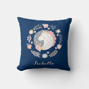 Einhorn Rosa Blau Süß Personalisierter Name Kissen