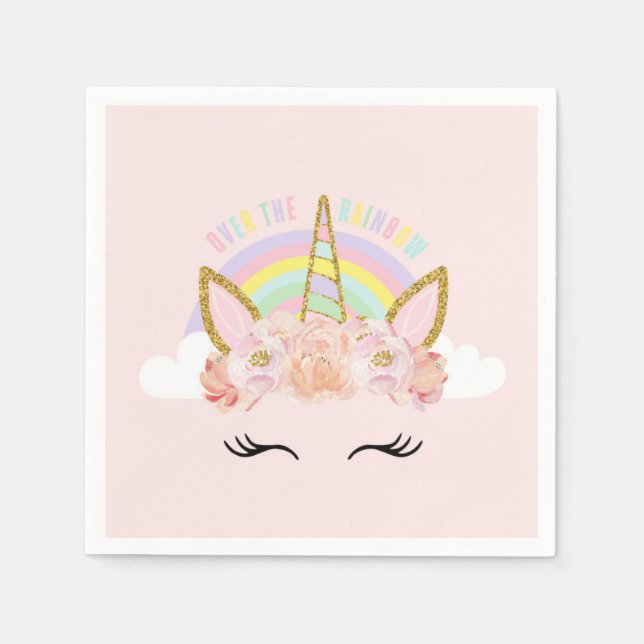 Einhorn Rosa & Gold Party Napkins Serviette (Vorderseite)