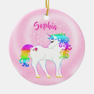 Einhorn Rosa Niedlich Stars Custom Foto Girl Keramik Ornament