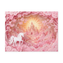 Einhorn Rosa Schloss Postkarte