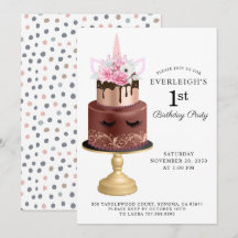 Einhorn Rose Goldschokolade Kuchen 1. Geburtstag