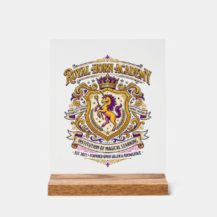 Einhorn Royal Horn Akademie Stylishes Zazzle Desig Acrylschild