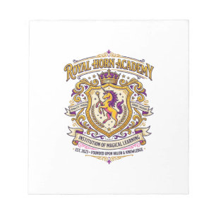 Einhorn-Royal-Horn-Akademie Stylishes Zazzle-Desig Notizblock