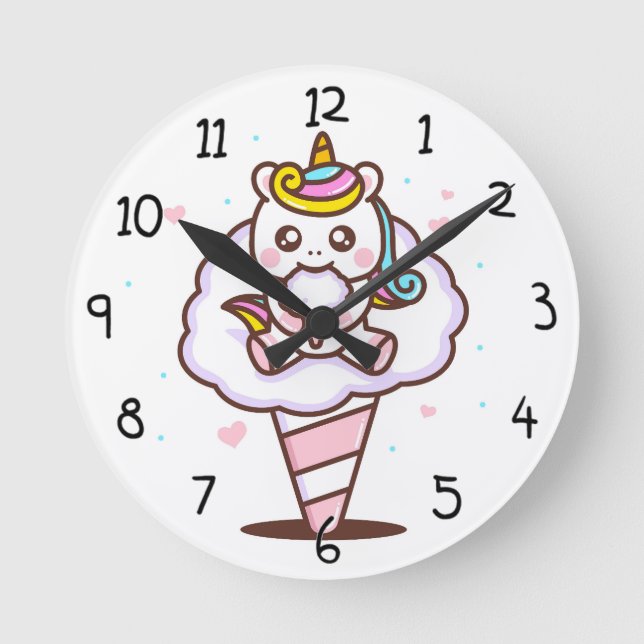 Einhorn Runde Wanduhr (Vorderseite)