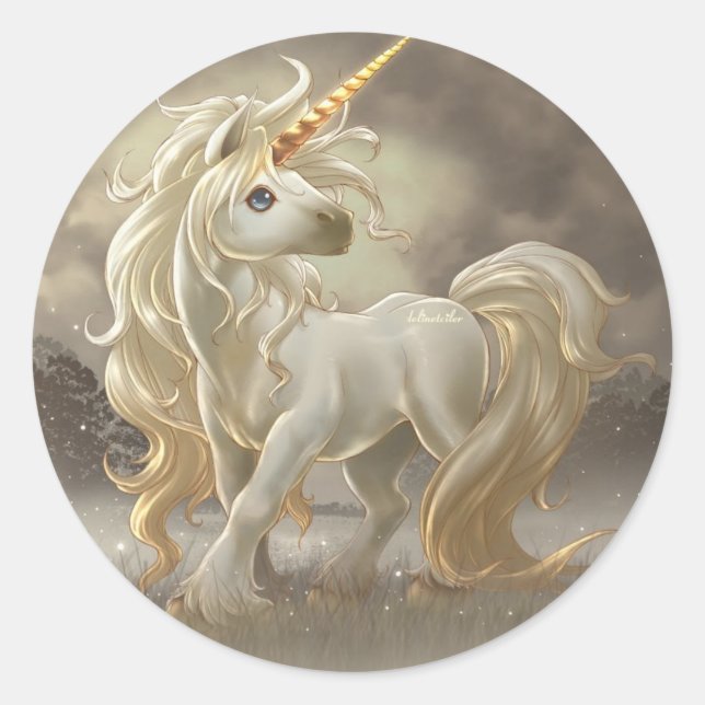 Einhorn Runder Aufkleber (Vorderseite)