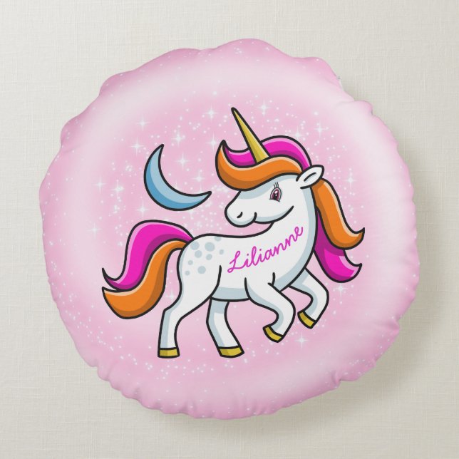 Einhorn Rundes Kissen (Rückseite)
