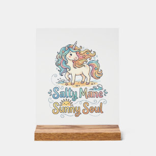 Einhorn Salty Mähne Sonnige Seele Spielerei Vector Acrylschild