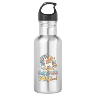 Einhorn Salty Mähne Sonnige Seele Spielerei Vector Edelstahlflasche