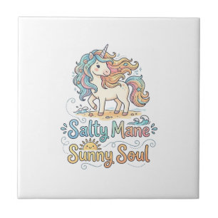 Einhorn Salty Mähne Sonnige Seele Spielerei Vector Fliese