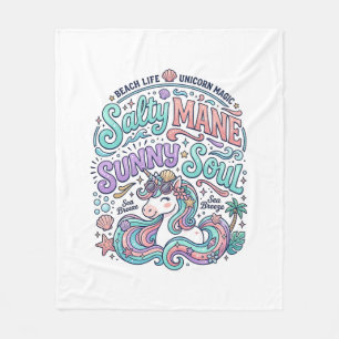 Einhorn Salty Mane Sunny Soul Retro-Stil T-Shirt Fleecedecke