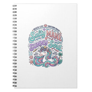 Einhorn Salty Mane Sunny Soul Retro-Stil T-Shirt Notizblock