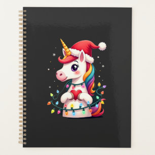 Einhorn-Santa-Hut-Weihnachts-T-Shirt (1) Planer